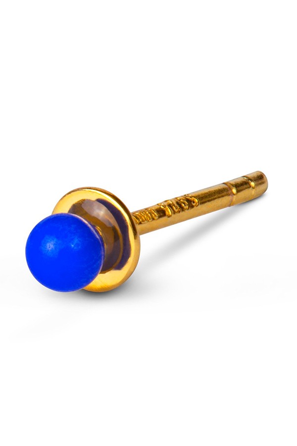 Lulu Copenhagen Pearl On A Silverplate Blue Earstud Gold plated