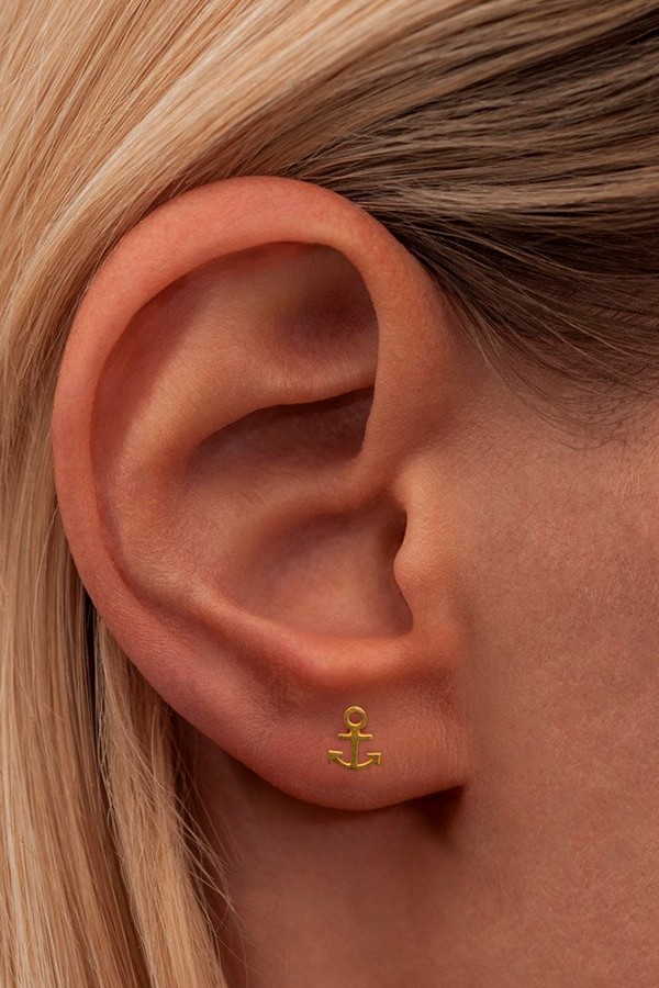 Lulu Copenhagen Anchor Ear Stud Gold Plated